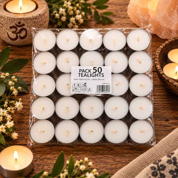 Velas té calientaplatos 50 ud duración 4 horas aprox